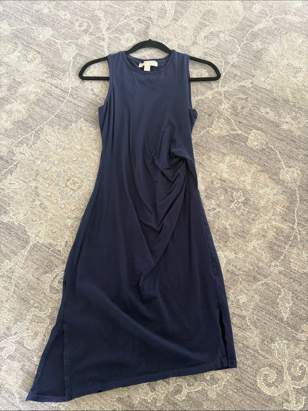 Micheal Kors Sleeveless Navy Twist-Front Midi Dress